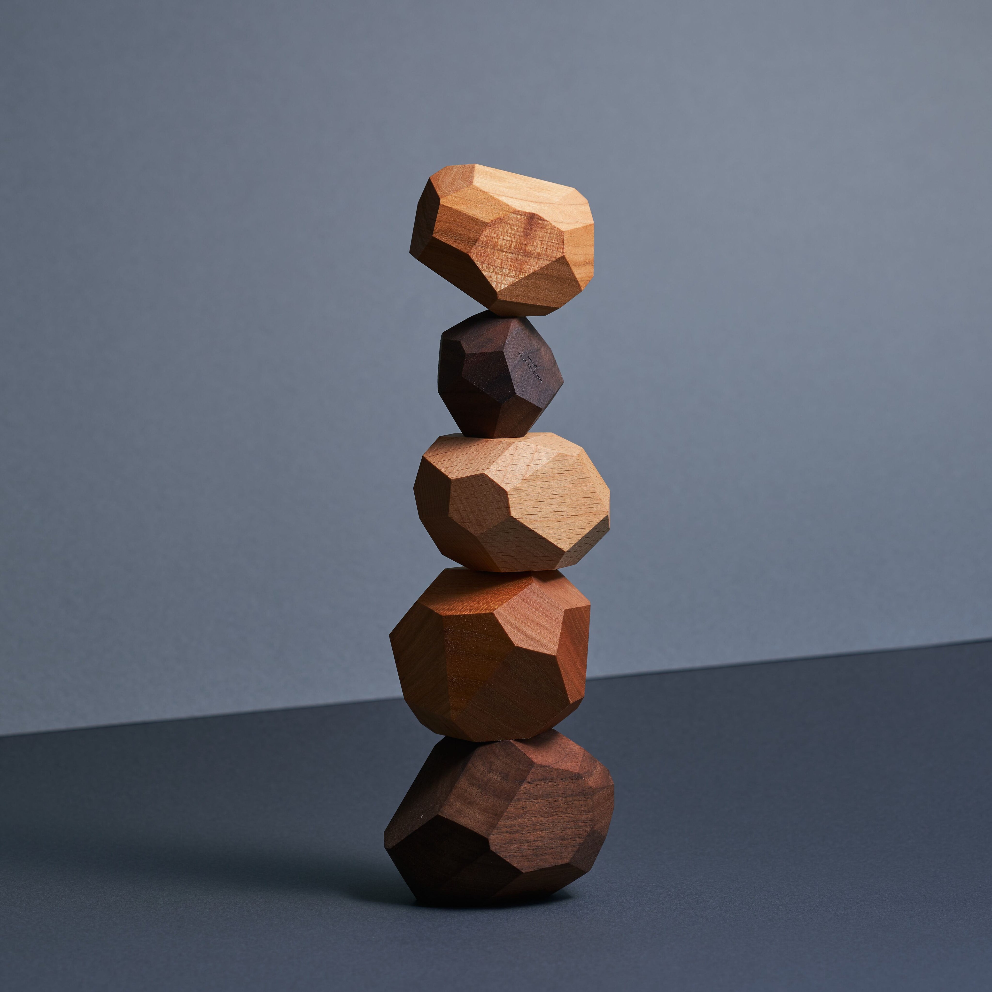 Tumi-Isi Wooden Stacking Rocks (hardwood mix) – spoon & tamago
