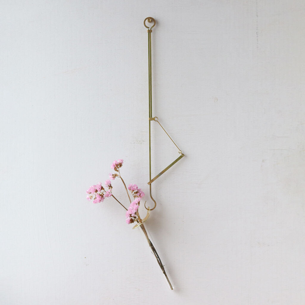 Brass Jizaikagi Decorative Hook with Brass Flower Spoon Vase